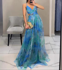 Flora | Maxikleid mit Blumenprint (LIMITIERTE AUFLAGE) in Blau