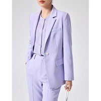 Damen Figurbetonter Midilanger Business-Blazer mit Reverskragen und formgebenden Abnähern Nord Taschen in Violettes Set