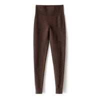 Damen Thermo-Feinstrick-Leggings mit hoher Taille und geripptem Knöchelabschluss Nord Taschen in Braun