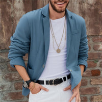 Herren Jersey Sakko leger mit Taschen in Blau