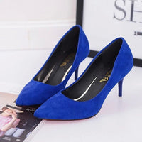 Damen elegante Stiletto-Pumps mit spitzem Zehenbereich und hochwertiger Veloursoberfläche Nord Taschen in Blau