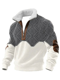 Tobias | ThermoSoft | Fleecepullover mit Stehkragen in Grau/Weiß