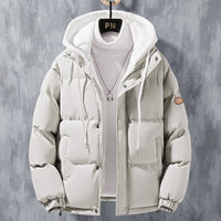 Herren wattierte Steppjacke mit Kapuze und Zwei-Wege-Reißverschluss in Khaki