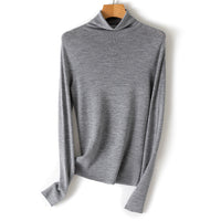 Damen Leichter Feinstrick-Rollkragenpullover mit fließender Passform Nord Taschen in Hell meliertes Grau