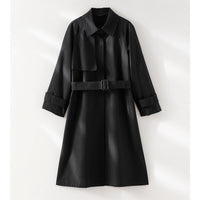 Damen Klassischer Trenchcoat mit Gürtel und Sturmblende Nord Taschen in Schwarz