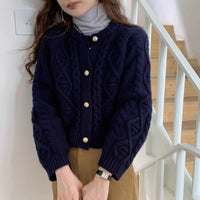 Damen Cardigan mit Rundhalsausschnitt und langen Ärmeln in Marineblau