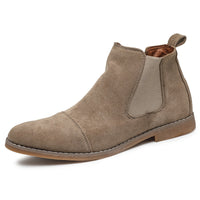 Damen Elegante Veloursleder Chelsea Boots mit elastischen Einsätzen in Khaki
