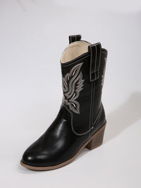 Damen Western Stiefelette mit Blockabsatz in Schwarz