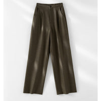 Damen Weite High-Waist-Hose mit Bundfalten, elastischem Rückenteil und seitlichen Eingrifftaschen Nord Taschen in Nebelgrün Hose