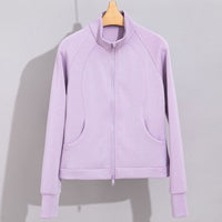 Damen Performance-Trainingsjacke mit Stehkragen und Daumenloch Nord Taschen in Violettes Oberteil