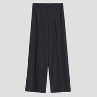 Damen Weite Palazzo-Hose aus Ponte-Jersey mit elastischem Komfortbund und Bügelfalte Nord Taschen in Klassisch Schwarz