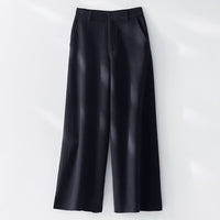 Damen Weite Wollhose mit hohem Bund und Taschen Nord Taschen in Navyblau