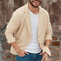 Herren Jersey Sakko leger mit Taschen in Aprikose