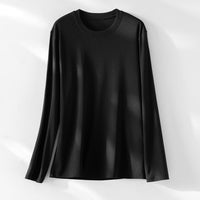 Damen Langärmeliges Rundhals-Longsleeve aus Modal-Mix mit fließender Silhouette Nord Taschen in Schwarz