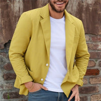 Herren Jersey Sakko leger mit Taschen in Gold