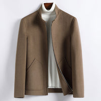 Herren Elegante Kurzjacke aus Wollmix mit Stehkragen, verdecktem Reißverschluss und konturierten Eingrifftaschen Nord Taschen in Kamel (100% Wolle)