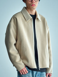 Herren Wolljacke mit Reißverschluss und weiter Passform Nord Taschen in Cremebeige
