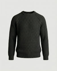 Herren Grobstrick Pullover mit Rundhalsausschnitt und lässigem Schnitt in Schwarz