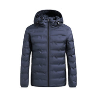 Herren ultraleichte Steppjacke mit Kapuze und Windschutzleiste in Dunkelblau