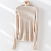 Damen Slim-Fit Feinstrick-Rollkragenpullover mit Stretch Nord Taschen in Haferfarben