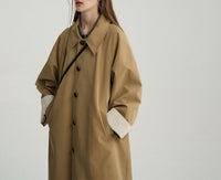 Damen Übergroßer City-Trenchcoat Nord Taschen in Kaffee