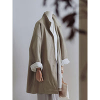 Damen Urbaner Oversized Mantel Nord Taschen in Hellkhaki