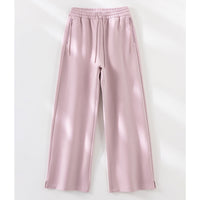 Damen weite French‑Terry Lounge-Sweatpant mit hohem Bund, Kordelzug und seitlichen Schlitzen Nord Taschen in Quarzrosa (Hose)