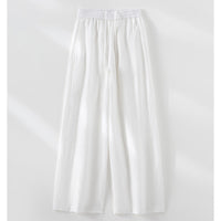 Damen Weite Leinen‑Optik Palazzohose mit elastischem Bund und fließender Silhouette Nord Taschen in Weiße Hose
