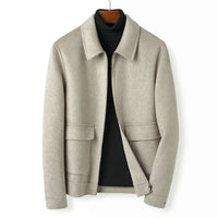 Herren Wollmix-Übergangsjacke mit Stehkragen, Reißverschluss und Pattentaschen Nord Taschen in Haferbeige