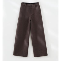 Damen Hochtaillierte Wollmix-Palazzohose mit geradem Bein und elastischem Rückenteil Nord Taschen in Braune Hose