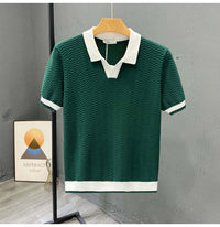 Daniel | Kontrastkragen Kurzarm Poloshirt in Grün