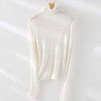 Damen Feiner ultraleichter Rollkragenpullover aus Stretch‑Feinstrick Nord Taschen in Perlenweiß