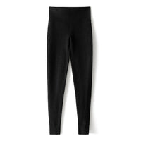 Damen Thermo-Feinstrick-Leggings mit hoher Taille und geripptem Knöchelabschluss Nord Taschen in Schwarz