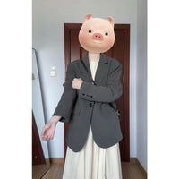 Damen Oversize Einreihiger Blazer mit lässigem Schnitt und aufgesetzten Taschen Nord Taschen in Schwarz