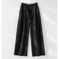 Damen Weite Tunnelzug-Hose mit Elastikbund, geradem Bein und Eingrifftaschen Nord Taschen in Schwarz