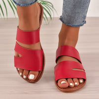 Damen Sandaletten mit breitem und verstellbarem Riemendesign in Rot