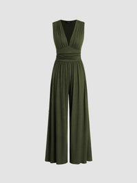 Laila | Chicer ärmelloser Jumpsuit in Armeegrün