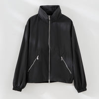 Damen Leichte Nylon-Utility-Jacke mit Stehkragen, Reißverschlusstaschen und elastischem Saum Nord Taschen in Onyxschwarz