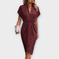 Dana™ - Midi-Kleid mit Schleife in Rotbraun