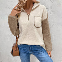 Damen Langarm-Pullover mit Taschen in Aprikose