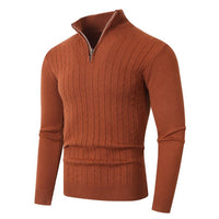 Herren Pullover mit Kabelstrickmuster und Stehkragen in Karamell