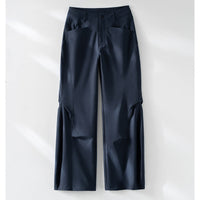 Damen Weite High‑Waist-Hose mit eingesetztem Beinschlitz und markanten Eingrifftaschen Nord Taschen in Dunkelblau