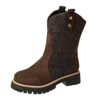 Damen Winterstiefel mit Fleece und robuster Gummisohle in Braun