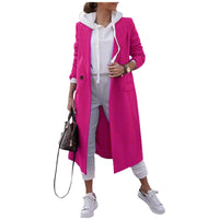Damen Oversize-Mantel mit klassischem Revers und Taschen in Magenta