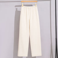 Damen High-Waist Hose mit elastischem Bund, weitem Bein und weich fließender Baumwollmischung Nord Taschen in Cremeweiß