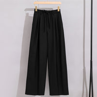 Damen Weite High‑Waist Bundhose mit Tunnelzug und Bügelfalte Nord Taschen in Schwarz
