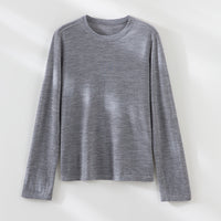 Damen Feines Langarm-Feinstrickshirt mit Rundhalsausschnitt und gerader Silhouette Nord Taschen in Grau