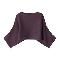 Damen Gerippter Kurz‑Poncho mit U‑Boot‑Ausschnitt und kastiger Silhouette Nord Taschen in Kaffeebraun