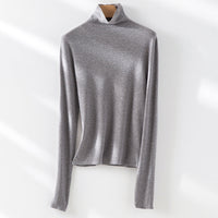 Damen Slim-Fit Feinstrick-Rollkragenpullover mit Stretch Nord Taschen in Hellnebelgrau