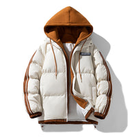 Herren wattierter Parka mit innenliegendem Hoodie und Zwei-Wege-Reißverschluss in Khaki